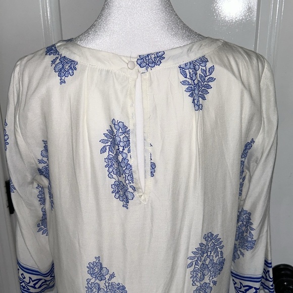 GLAM white and blue 💯 cotton dress - Picture 3 of 5